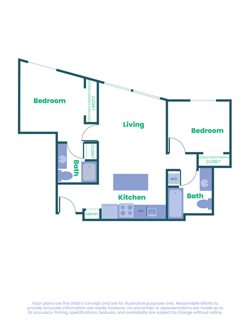 a floor plan of a unit with a bedroom and living room